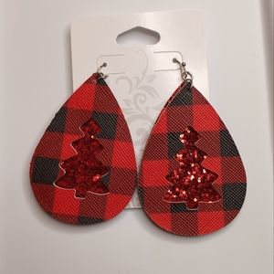 Plaid Christmas Tree Earrings